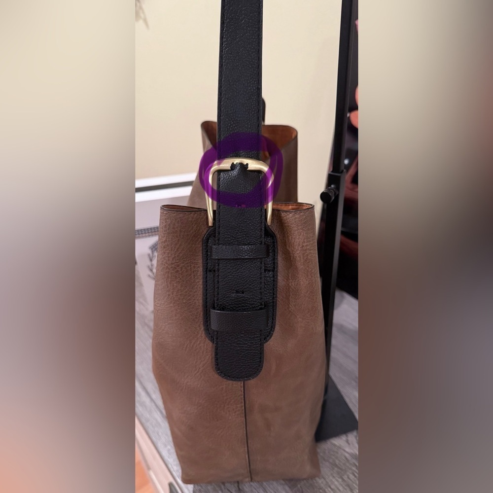 Classic Women’s Hobo Shoulder Bag Vegan Leather Snap Closure Coffee Large - Picture 15 of 17